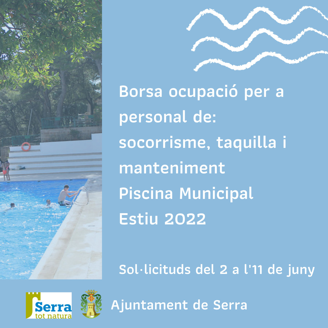 Lee más sobre el artículo Bolsa personal socorrismo, taquilla y mantenimiento piscina municipal 2022