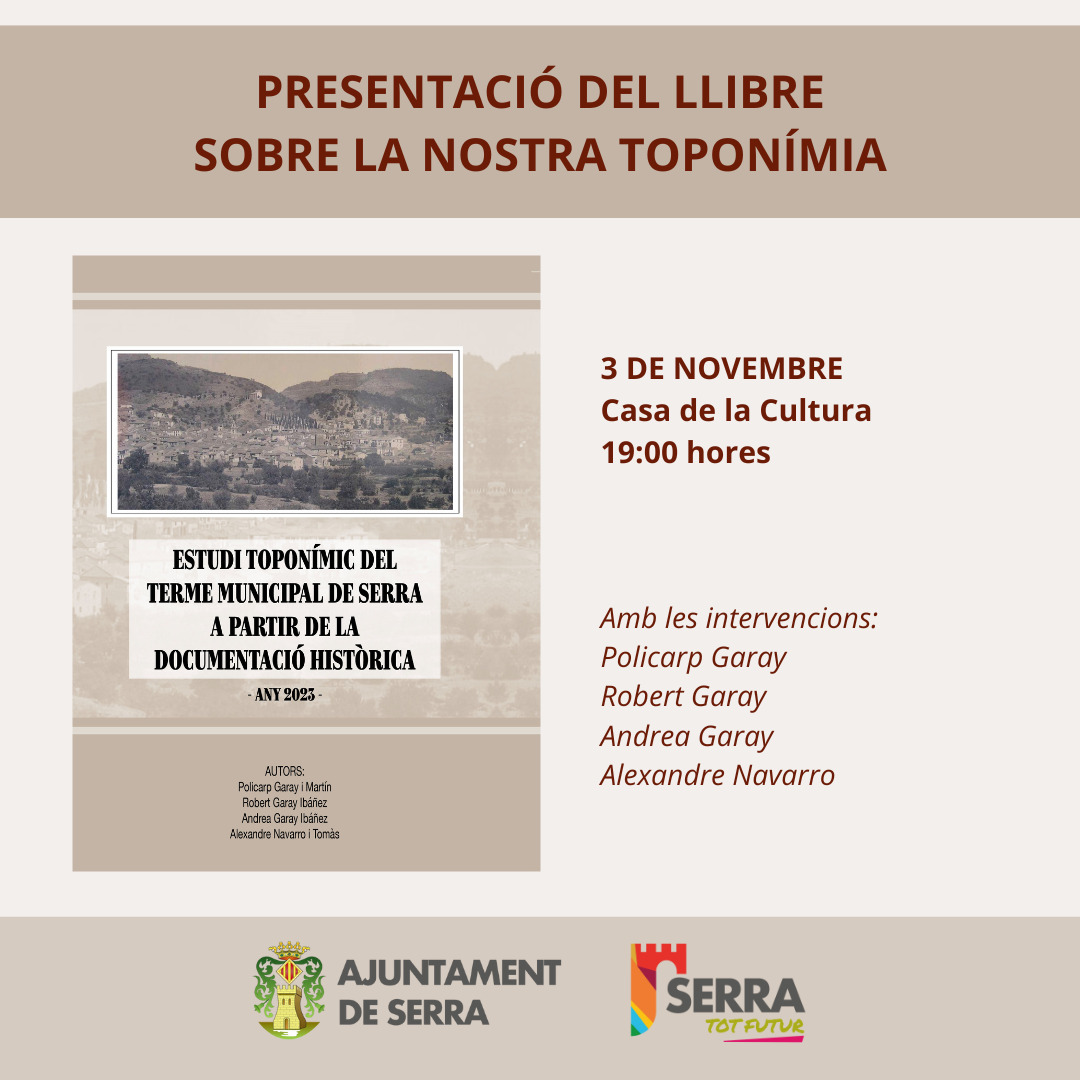 Read more about the article Presentació del llibre sobre la nostra toponímia